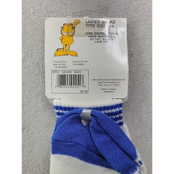 NEW - Vintage 90's Garfield and Odie Fun Print Novelty Crew Socks for Women 9-11 - Picture 5 of 5